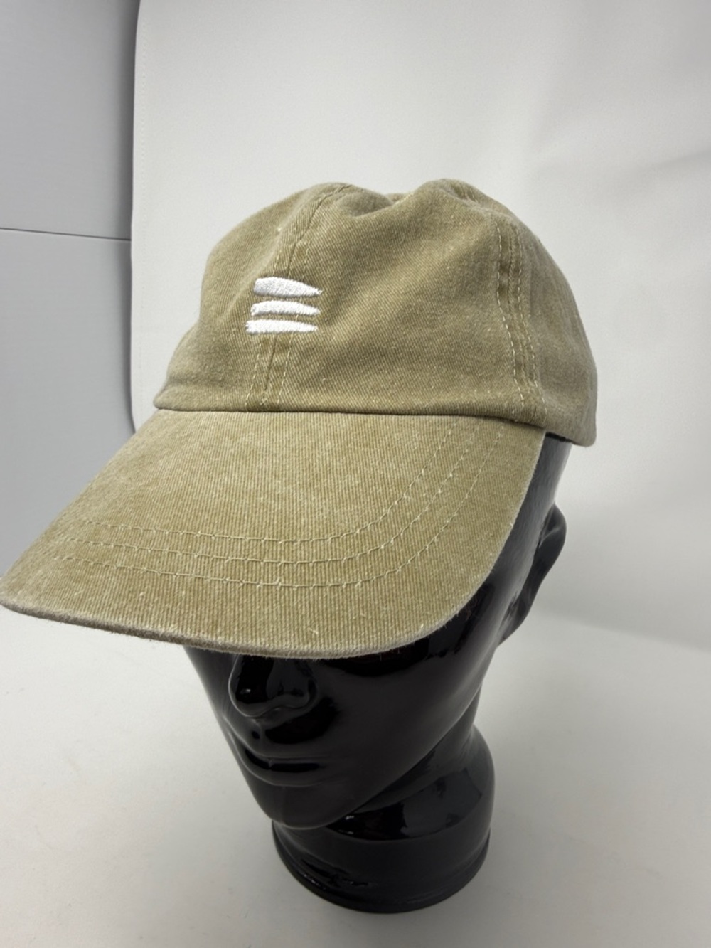 Bucket List Casual Men's Beige Baseball Cap with White Stitch Accent adjustable